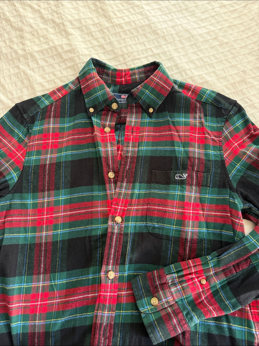 Vineyard Vines Green & Red Plaid Flannel Button-Down Shirt
